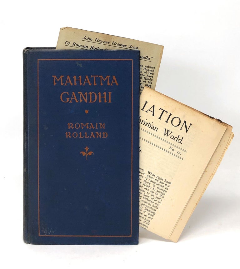 Item #11132 Mahatma Gandhi with the Universal Being [with Related Ephemera]. Romain Roland, Catherine D. Groth, Trans.