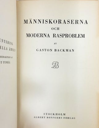 Manniskoraserna och Moderna Rasproblem (The Human Races and Modern Racial Problems, Swedish Text)