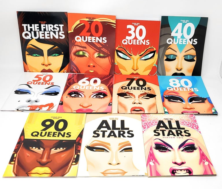 Item #13282 (11 Book Set, All Signed) Chad Sell Does The First Queens; 20 Queens; 30 Queens; 40 Queens; 50 Queens; 60 Queens; 70 Queens; 80 Queens; 90 Queens; All Stars; All Stars Season Two SIGNED. Chad Sell.