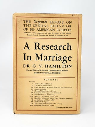 Item #13520 A Research in Marriage. G. V. Hamilton