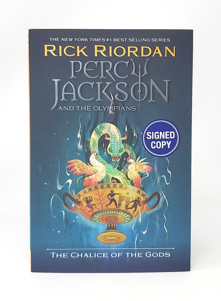 Item #13887 Percy Jackson and the Olympians: The Chalice of the Gods SIGNED FIRST EDITION. Rick Riordan.