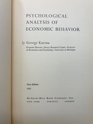 Psychological Analysis of Economic Behavior FIRST EDITION
