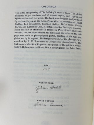 The Ballad of Lemon & Crow with Prospectus SIGNED LIMITED FIRST EDITION