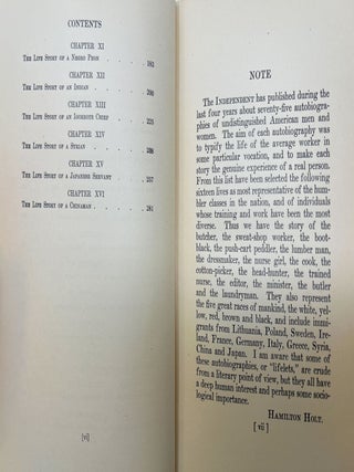 The Life Stories of Undistinguished Americans, As Told by Themselves FIRST EDITION