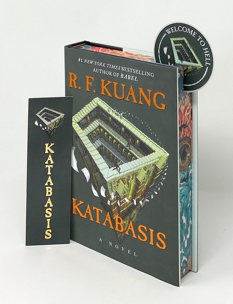 Item #17075 Katabasis SIGNED FIRST EDITION with SPRAYED EDGES, Bookmark, and Sticker. R. F Kuang.