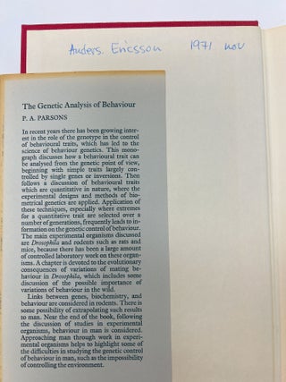 The Genetic Analysis of Behaviour FIRST EDITION