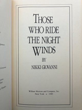 Those Who Ride the Night Winds: Poems FIRST EDITION