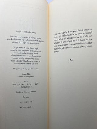 Those Who Ride the Night Winds: Poems FIRST EDITION