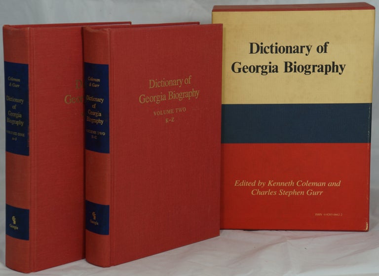 Item #2643 Dictionary of Georgia Biography. Kenneth Coleman, Charles Stephen Gurr.