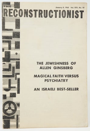 Item #3093 The Reconstructionist, January 8, 1960, Vol. XXV, No. 18: The Jewishness of Allen...