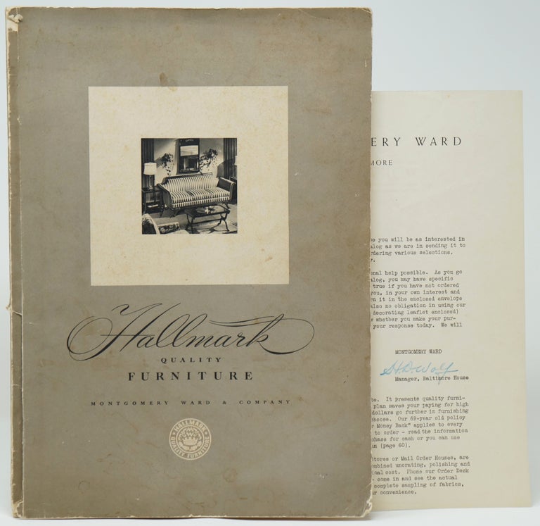 Item #3448 Hallmark Quality Furniture with two letterhead envelopes, blank order form, and signed typed letter [Montgomery Ward & Company 1941 Catalog]