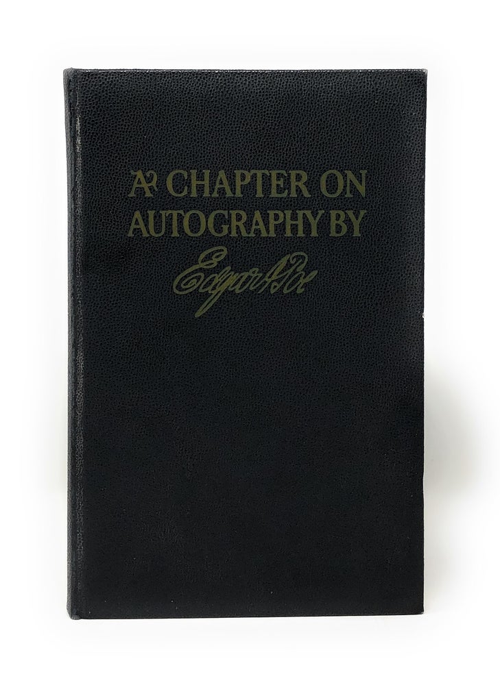 Item #4395 A Chapter on Autography. Edgar Allan Poe.