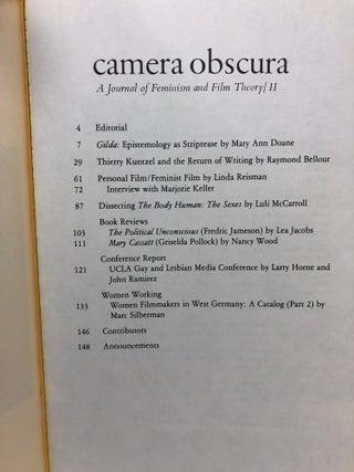 Camera Obscura: A Journal of Feminism and Film Theory, Issue 11, Fall 1983