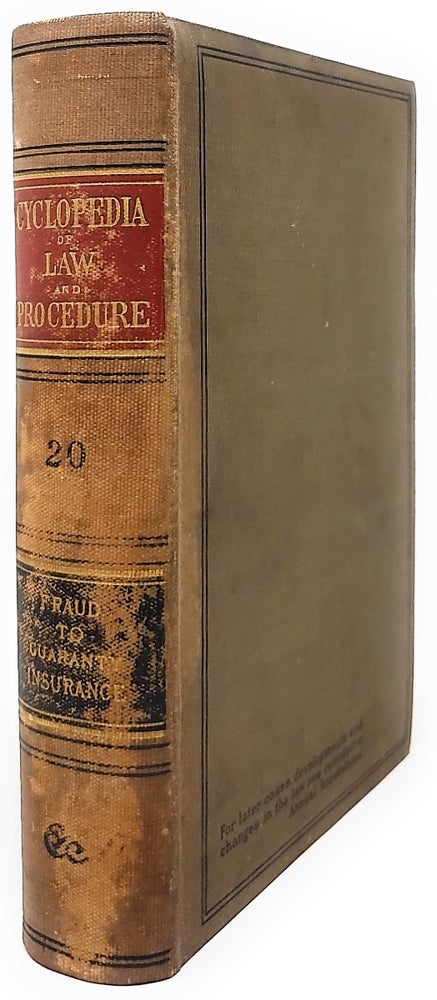 Item #5515 Cyclopedia of Law and Procedure [Volume 20]. William Mack.