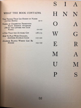 Show 'Em Up in Anagrams: The Perforated Game-Book of That Noble Sport of Philosophers, Poets and Kings, 280 B.C.-1929 A.D.