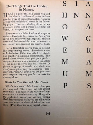 Show 'Em Up in Anagrams: The Perforated Game-Book of That Noble Sport of Philosophers, Poets and Kings, 280 B.C.-1929 A.D.