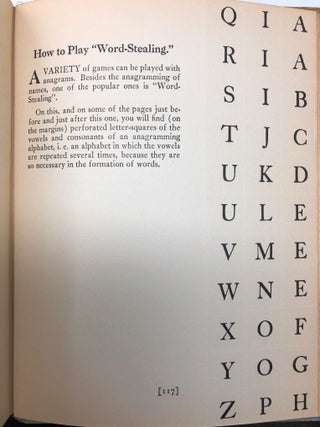 Show 'Em Up in Anagrams: The Perforated Game-Book of That Noble Sport of Philosophers, Poets and Kings, 280 B.C.-1929 A.D.