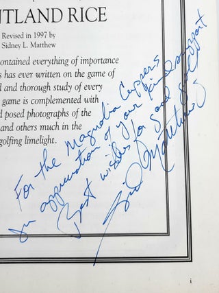 Bobby Jones on Golf SIGNED BY SIDNEY MATTHEW