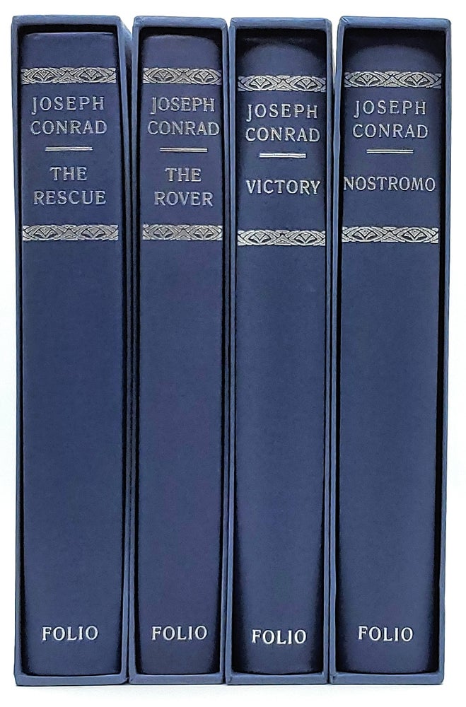 Item #7859 The Rescue: A Romance of the Shallows; The Rover; Victory: An Island Tale; Nostromo: A Tale of the Seaboard [Set of 4 Joseph Conrad Novels]. Joseph Conrad, Francis Mosley, Illust.