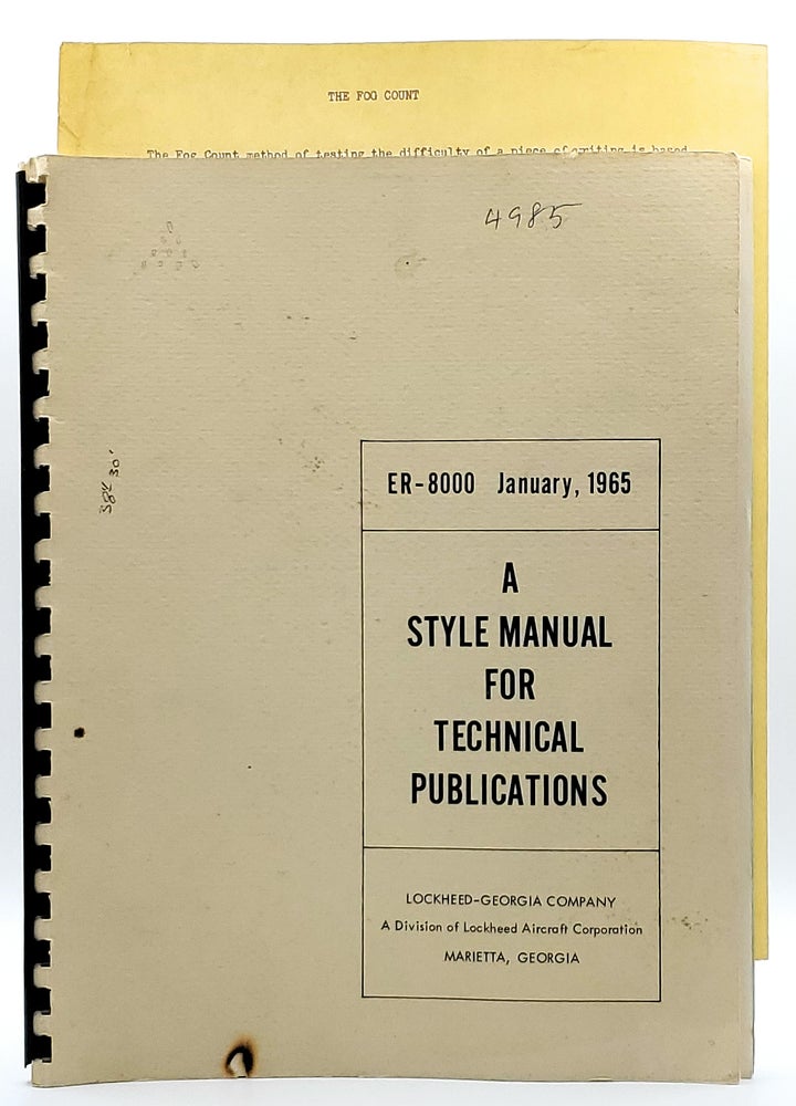 Item #8054 A Style Manual for Technical Publications (ER-800 January, 1965). W. B. Hinton, D. P. Genovese.