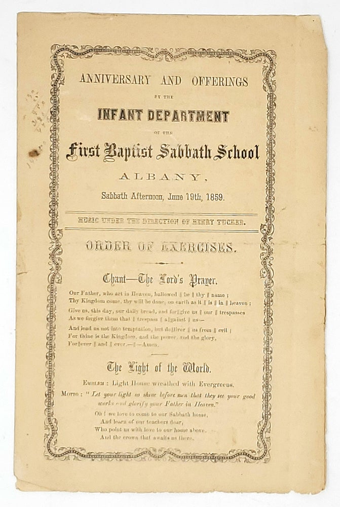 Item #9433 [1859 Albany, New York Church Service Program]