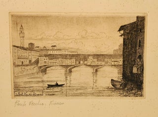Item #9434 Vintage Print of Ponte Vecchio Bridge View, Florence, Italy