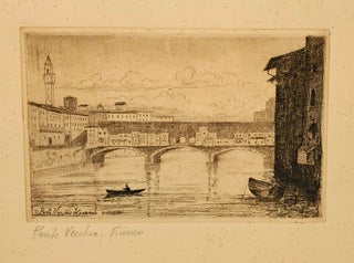 Item #9434 [Print of Ponte Vecchio Bridge View, Florence Italy, Unknown Artist