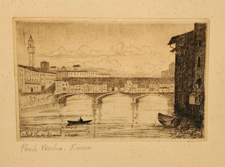 Item #9434 [Print of Ponte Vecchio Bridge View, Florence Italy, Unknown Artist]