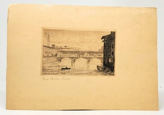 [Print of Ponte Vecchio Bridge View, Florence Italy, Unknown Artist]